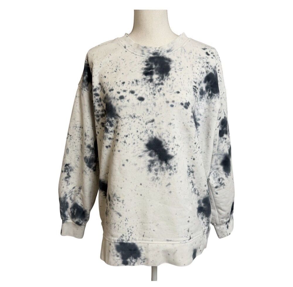 Lululemon 10 Perfectly Oversized Crew Marble Dye White Graphite Grey Sweatshirt